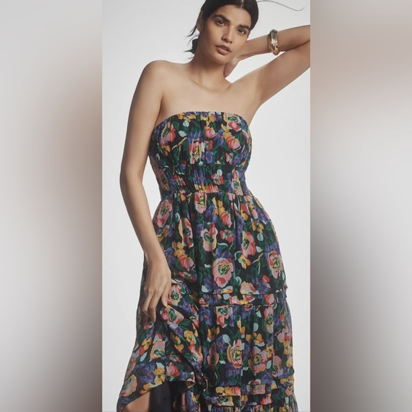 Anthropologie The Somerset Strapless Maxi Dress Blue Floral S NWT - Picture 3 of 6